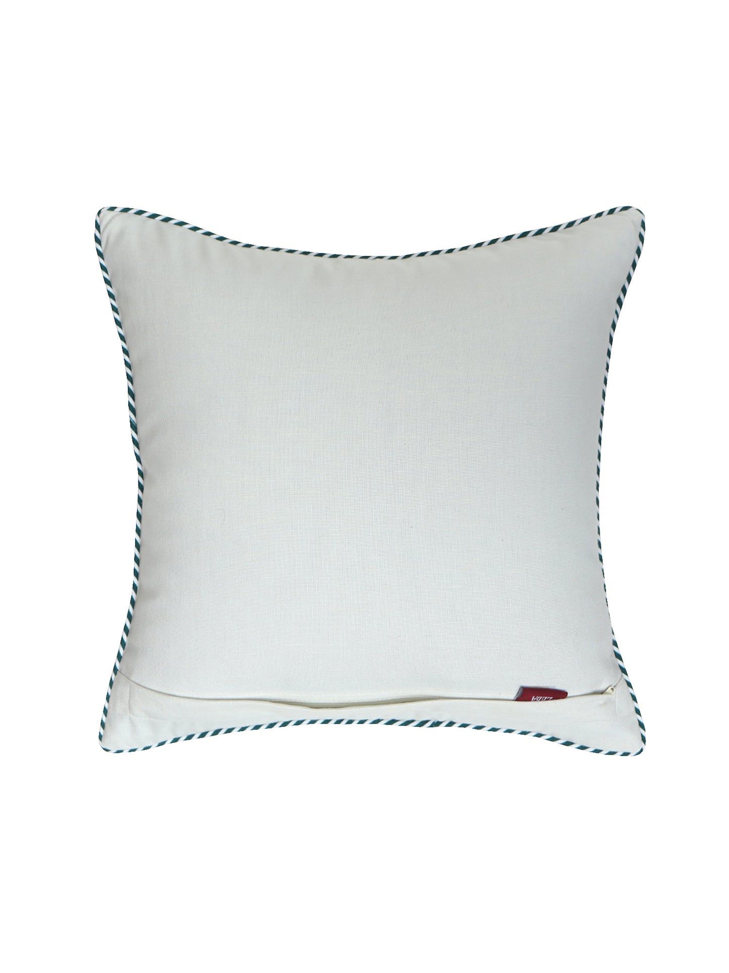 Embroidered & Printed Cushion Cover with Cord Piping Floral Cotton Blend Multi - 16" x 16"
