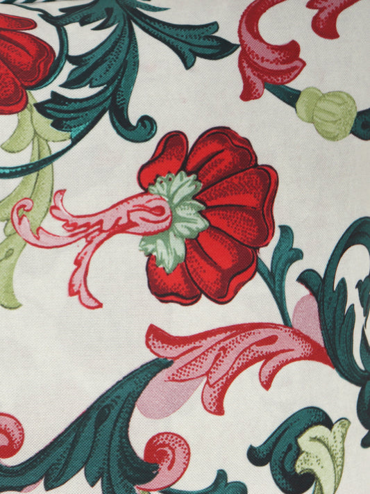 Embroidered & Printed Cushion Cover with Cord Piping Floral Cotton Blend Multi - 16" x 16"