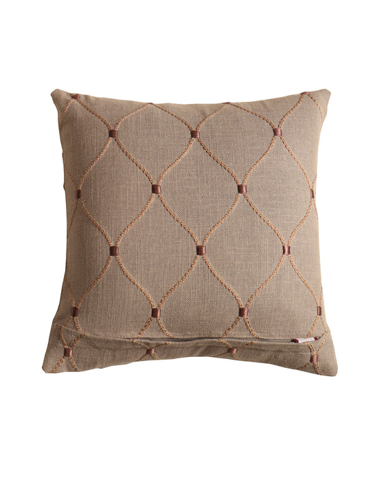 Reversible Cushion Cover Cotton Embroidery Dark Grey - 16" x 16"