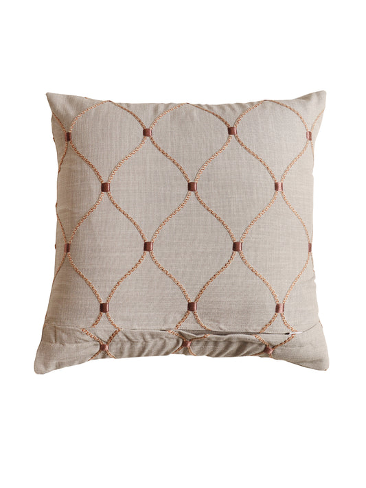 Reversible Cushion Cover Cotton Embroidery Silver Grey - 16" x 16"