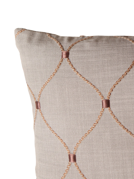 Reversible Cushion Cover Cotton Embroidery Silver Grey - 16" x 16"