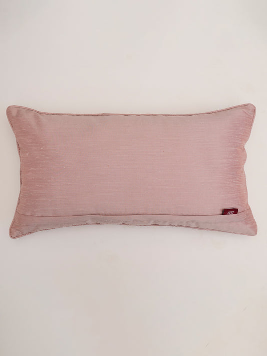 Cushion Cover Polyester Blend Cord Piping and Quilting with Embroidery Pink - 12" X 22"