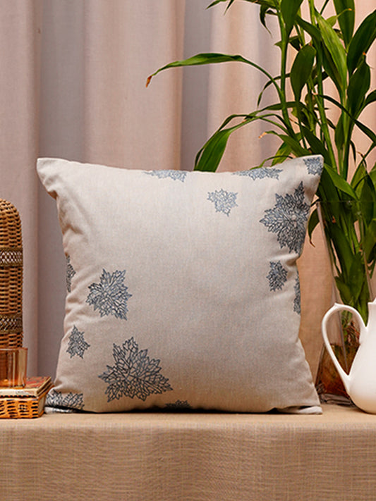 Cushion Cover Cotton Blend Embroidered Grey - 18" X 18"