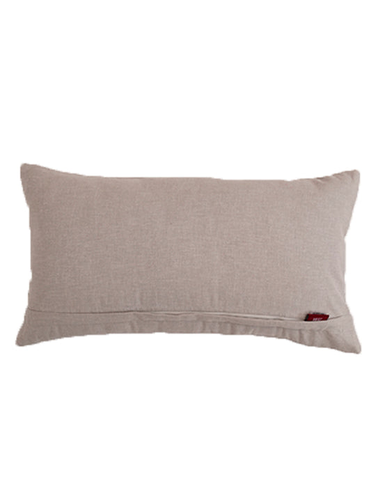 Cushion Cover Cotton Blend Geometric Quilted with Embroidery Grey - 12" X 22"