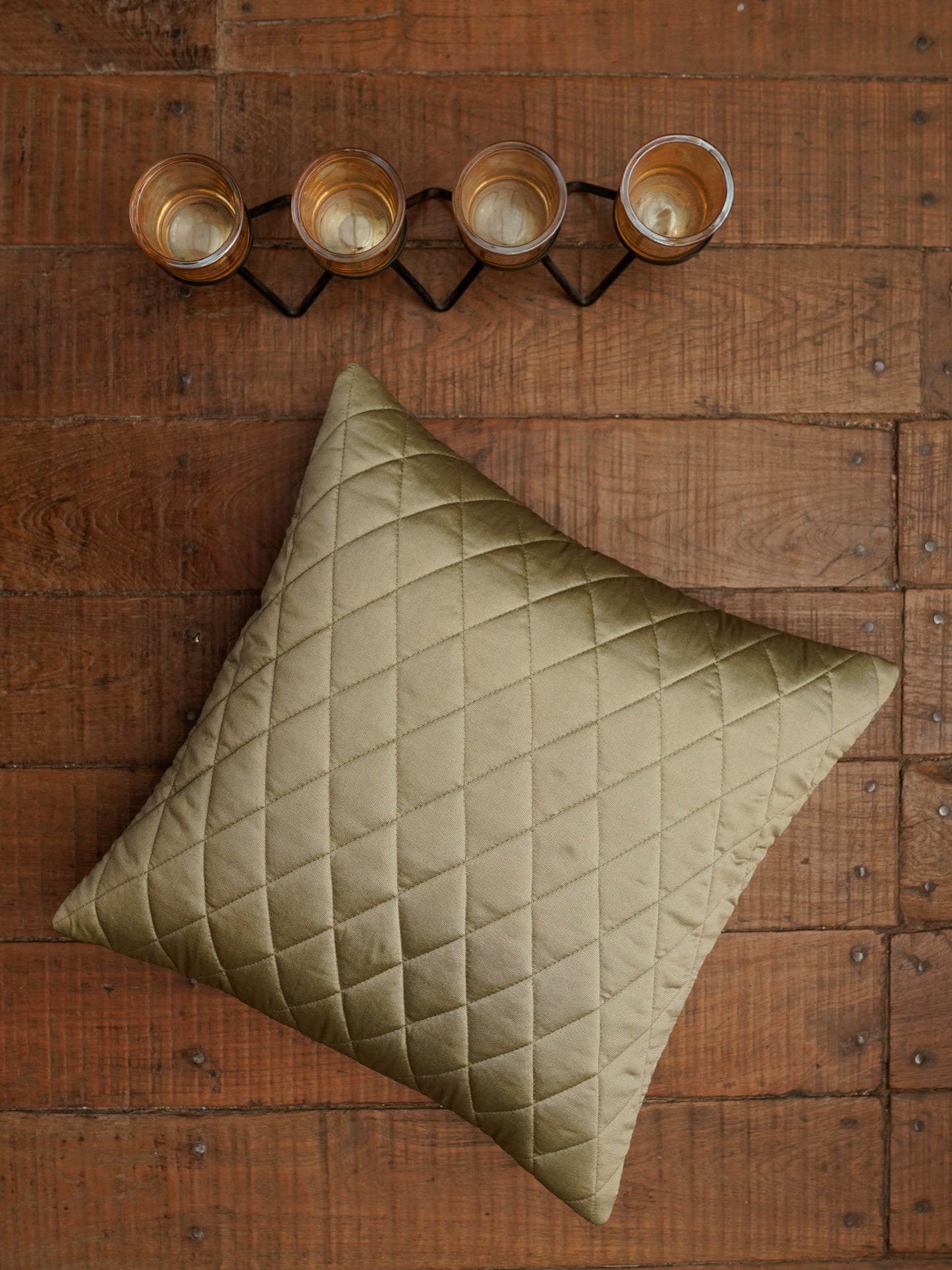 Cushion Cover Diamond Quilted Polyester Blend Orange - 16" x 16"