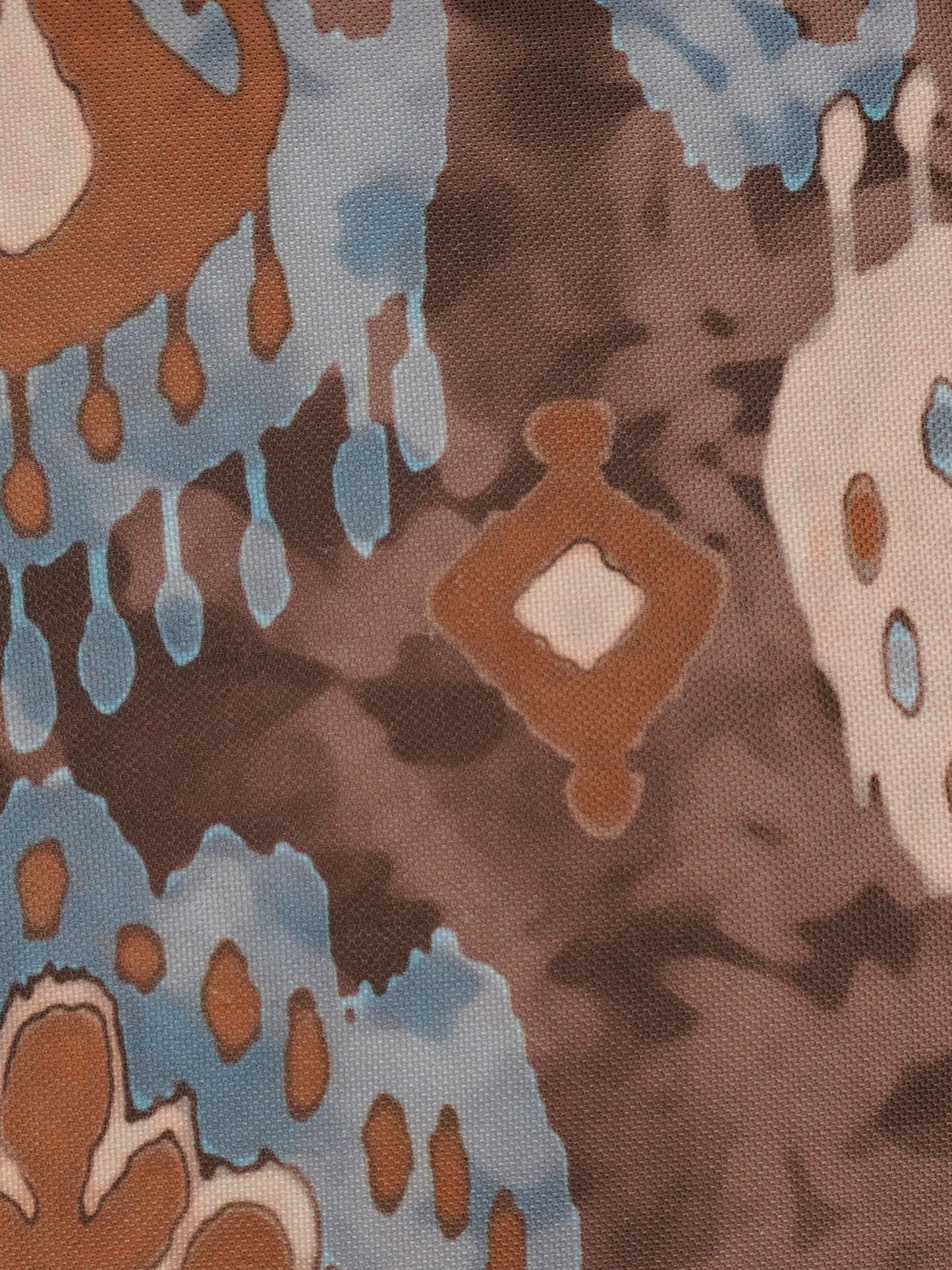 Cushion Cover Polycanvas Brown Blue Watercolor Ikat Brown - 16" X 16"