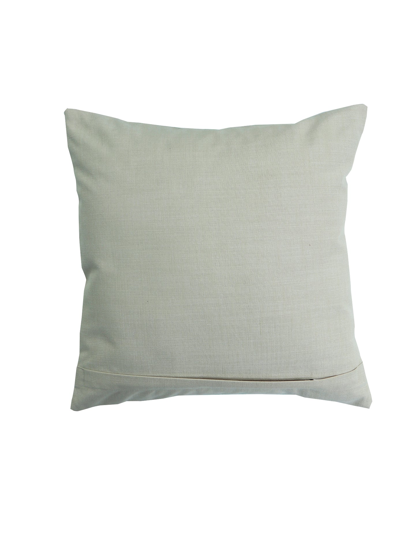 Embroidered Cushion Cover Floral Digital print With Hand embroidered Green/Pink - 16" X 16"