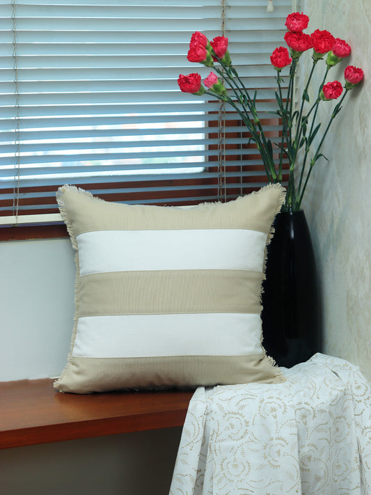 Technique Cushion Cover Patchwork Beige White - 16" X 16"