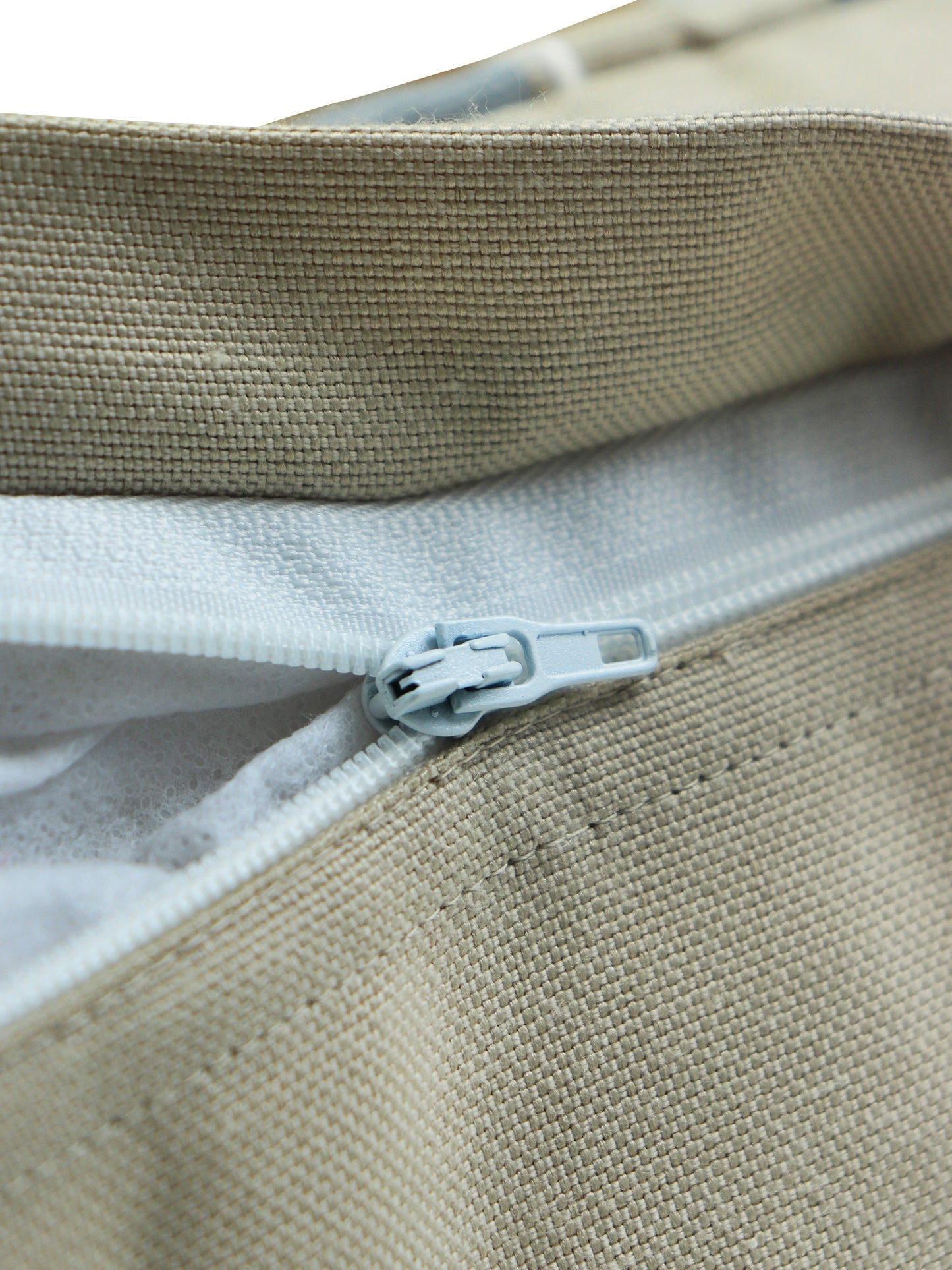 Embroidered Cushion Cover with Striped Patchwork Beige Grey - 12" X 22"