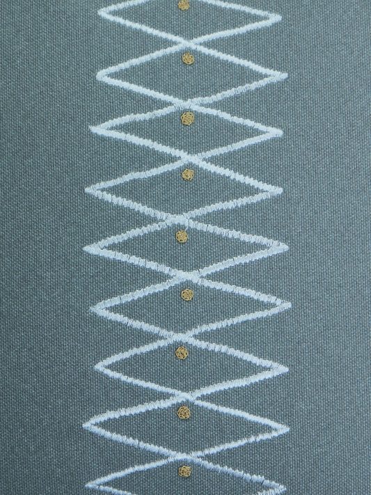 Embroidered Cushion Cover Zigzag Grey - 16" X 16"