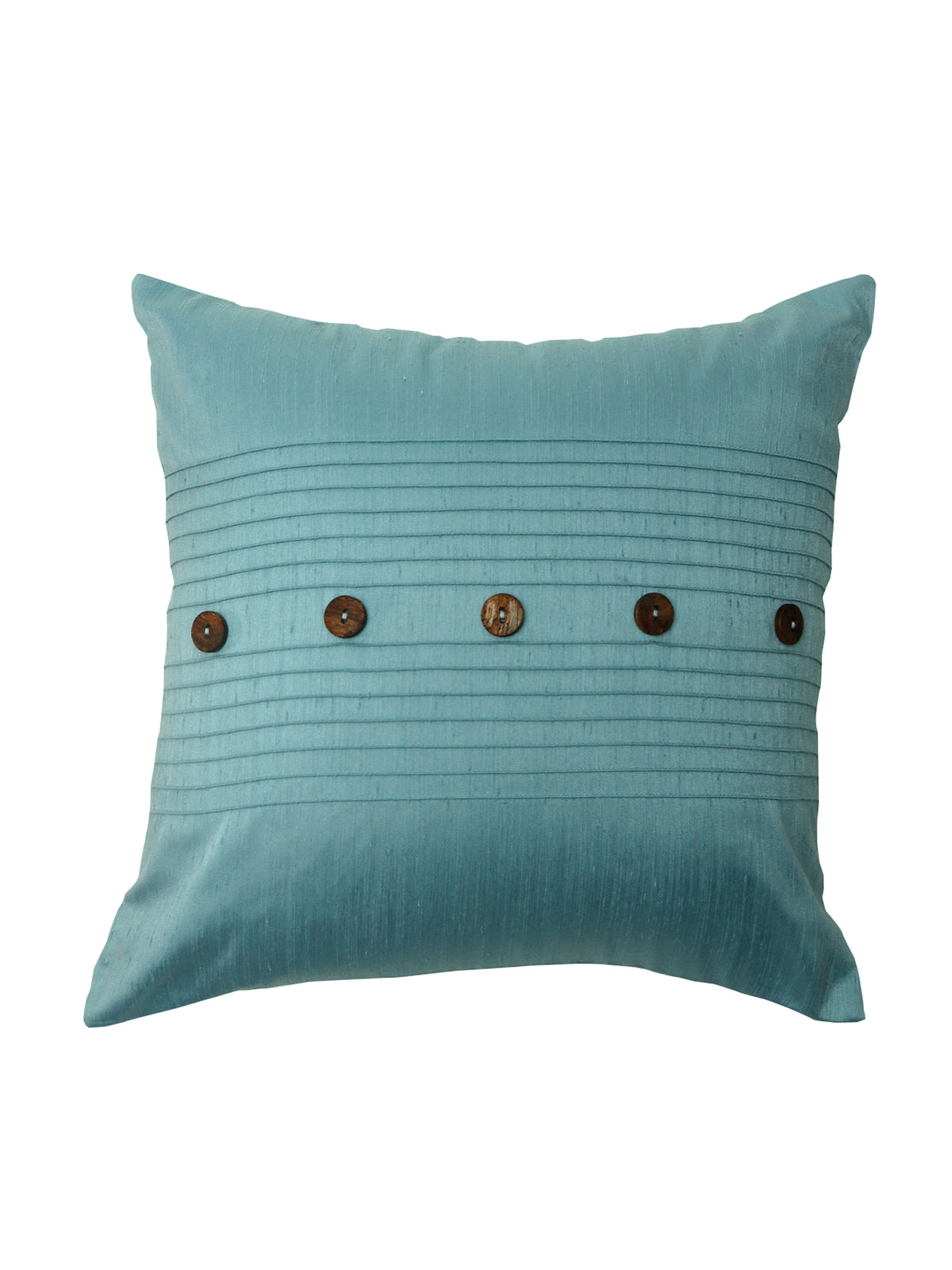 Technique Cushion Cover Polyester Pintuck with Buttons Aqua - 16" X 16"