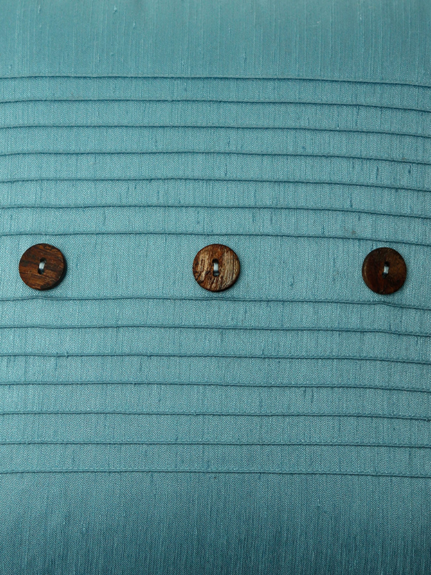 Technique Cushion Cover Polyester Pintuck with Buttons Aqua - 16" X 16"