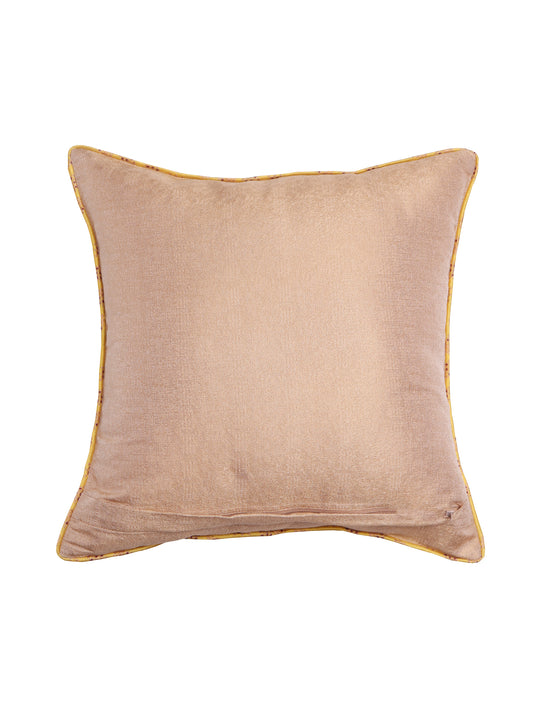Cushion Cover Cotton Blend Self Textured Brocade Yellow - 16" X 16"