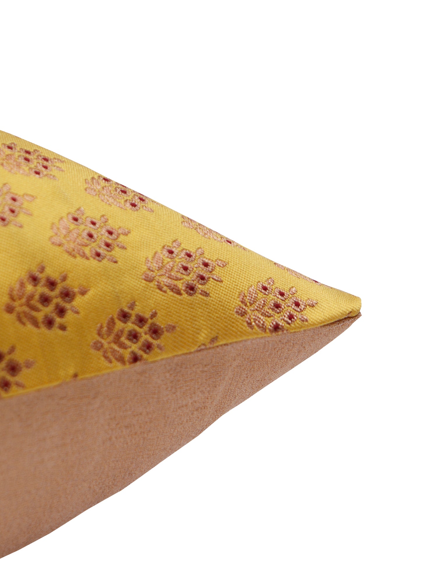 Cushion Cover Cotton Blend Self Textured Brocade Yellow - 16" X 16"