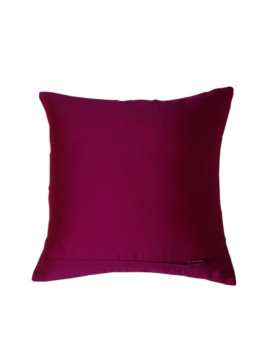 Cushion Cover Polyester Zari Embroidery with Self Quilting Purple - 16"x16"