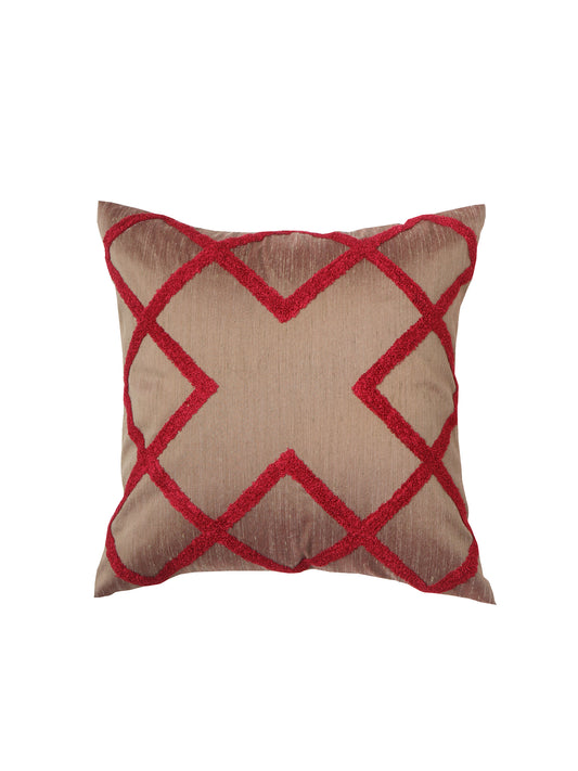 Cushion Cover Towel Embroidered Bohemian Polyester Blend Grey - 16" X 16"