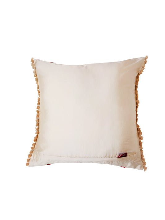 Cushion Cover Polyester Blend Tassles with Embroidery Offwhite - 16" x 16"