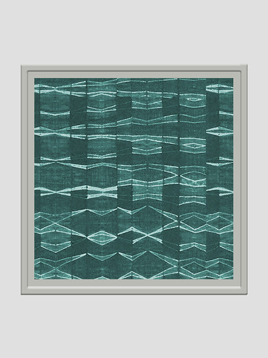 Abstract Printed Wall Art with Hand Embroidery 24" X 24"