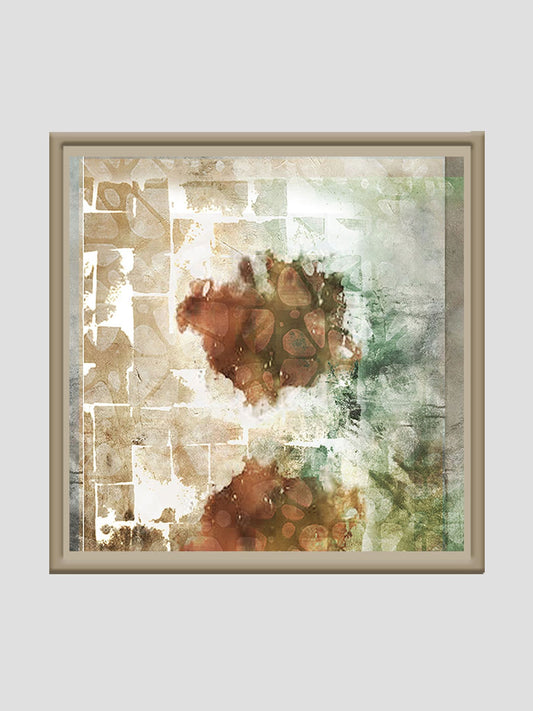 Coffee Stain Abstract Printed and Hand Embroidered Wall Art 24" X 24"