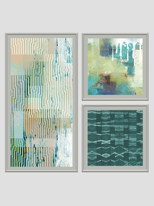 Wall Art Cluster Canvas Abstract Harmony Highlighted with Hand Embroidery