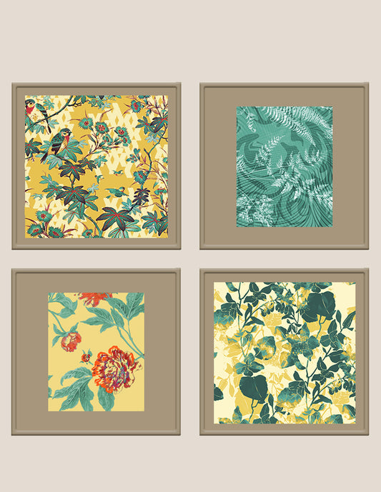 Wall Art Cluster Canvas Mixed Tone Florals Highlighted with hand embroidery