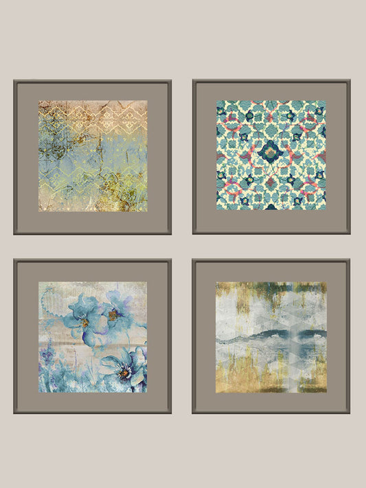 Wall Art Cluster Canvas Free Flowing Florals Highlighted with hand embroidery