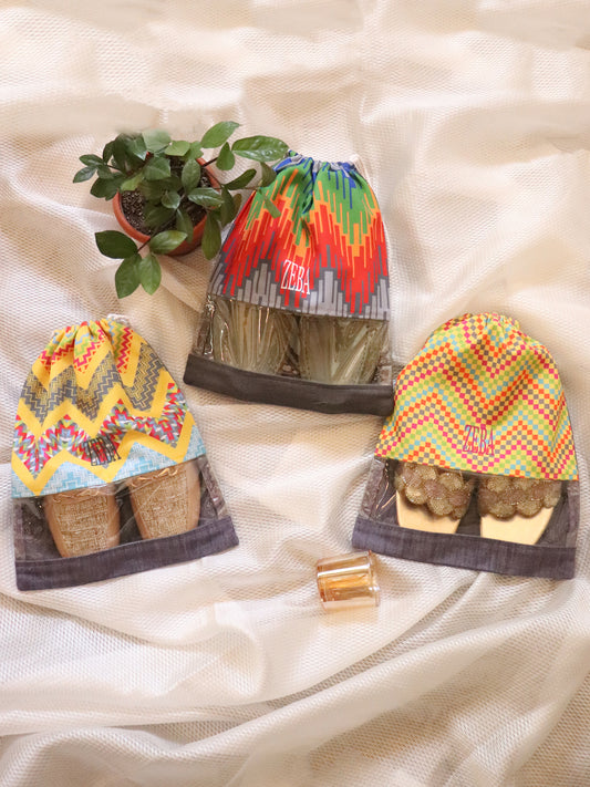 Shoe Bag with See Throught Patch Digital Print Poly Canvas - 10" X 13"