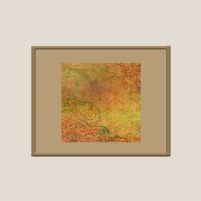 Wall Art Cluster Canvas Orange Blossoms Highlighted with Hand Embroidery - 16" X 16"