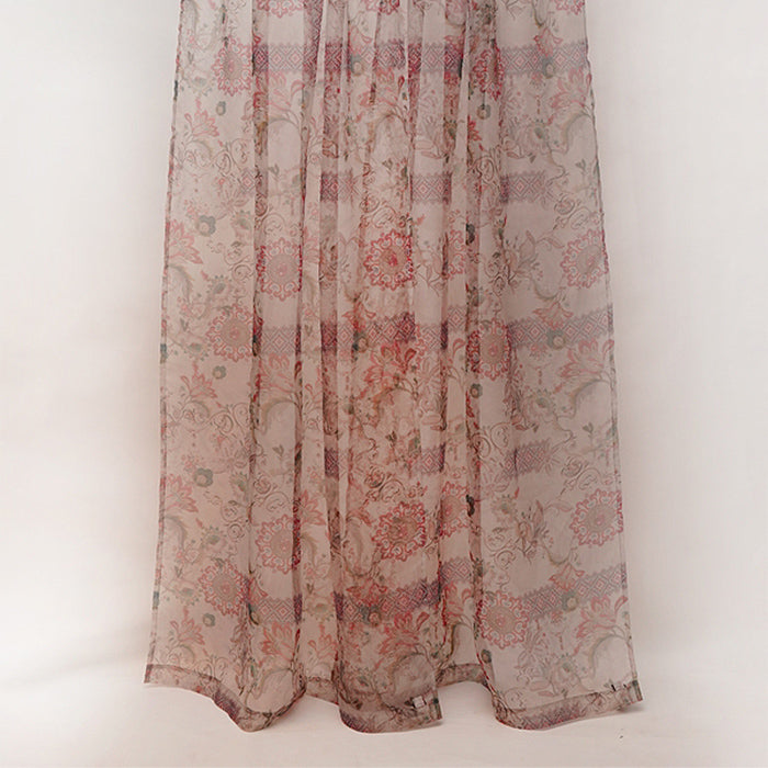 Door Transparent Curtain Polyster Abstract Floral Sheer Multi - 50" X 90"