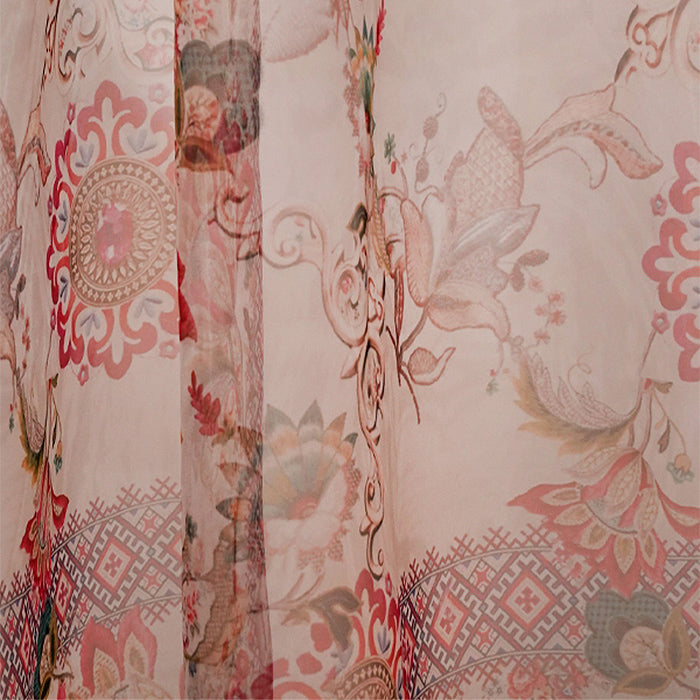 Door Transparent Curtain Polyster Abstract Floral Sheer Multi - 50" X 90"