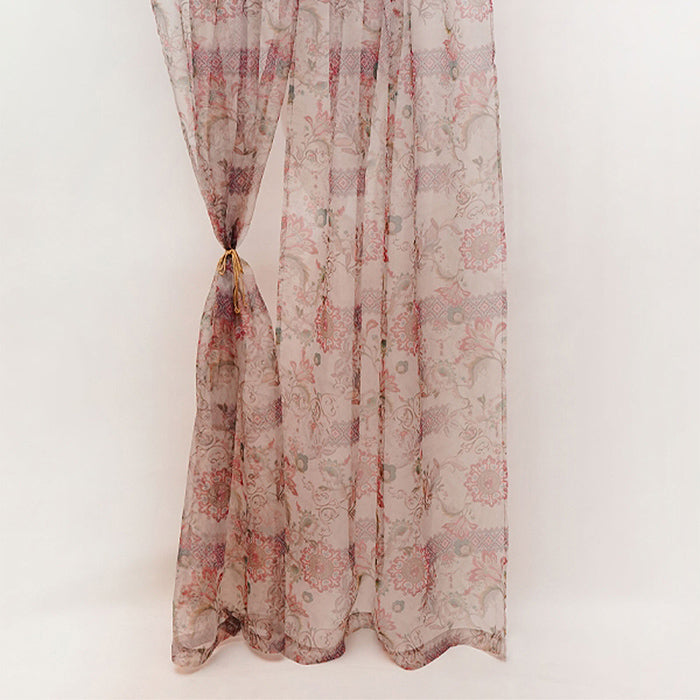 Door Transparent Curtain Polyster Abstract Floral Sheer Multi - 50" X 90"
