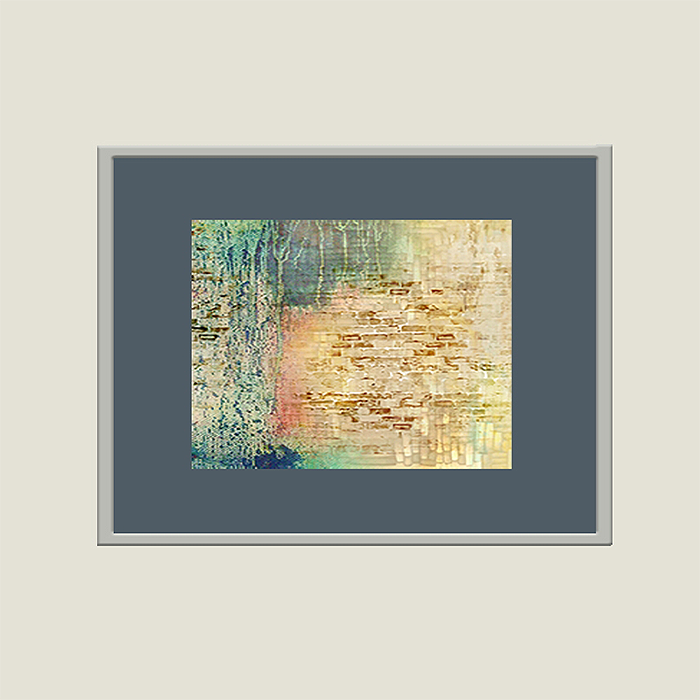 Wall Art Cluster Canvas Cerulean Streams Highlighted with Hand Embroidery