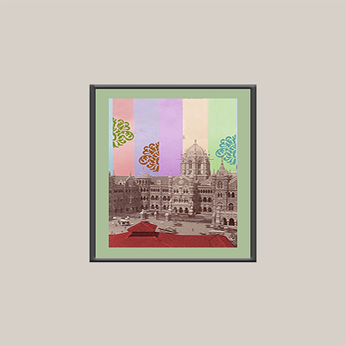 Wall Art Cluster Canvas Bombay Beat Highlighted with Hand Embroidery - 12"X 16"; 14"X 16"; 14"X 14"; 12"X 14"; 12"X 14"