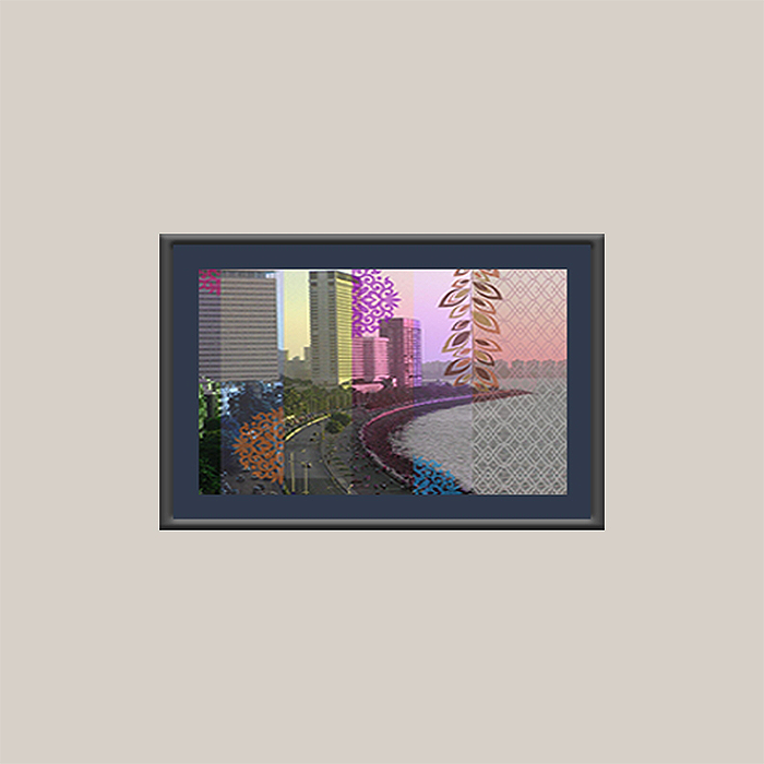 Wall Art Cluster Canvas Bombay Beat Highlighted with Hand Embroidery - 12"X 16"; 14"X 16"; 14"X 14"; 12"X 14"; 12"X 14"