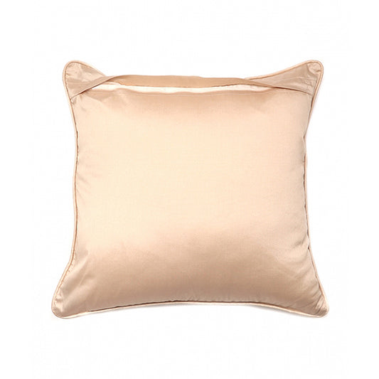 Embroidered Cushion Cover Brocade Silk Beige - 16" X 16"