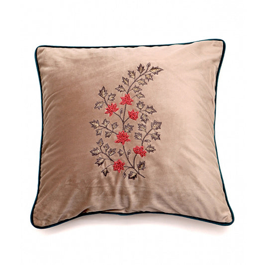 Embroidered Cushion Cover Velvet Teal Green - 16" X 16"