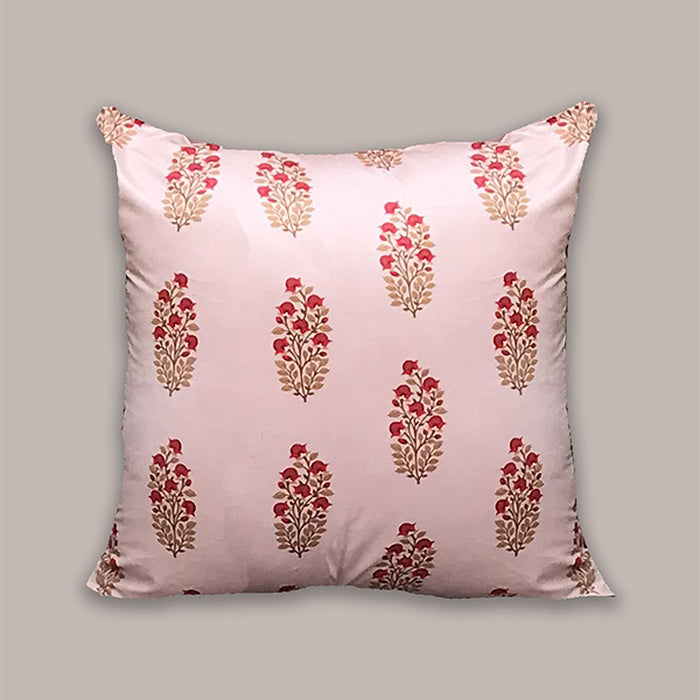 Printed Cushion Cover Velvet Peach Floral - 20" X 20"