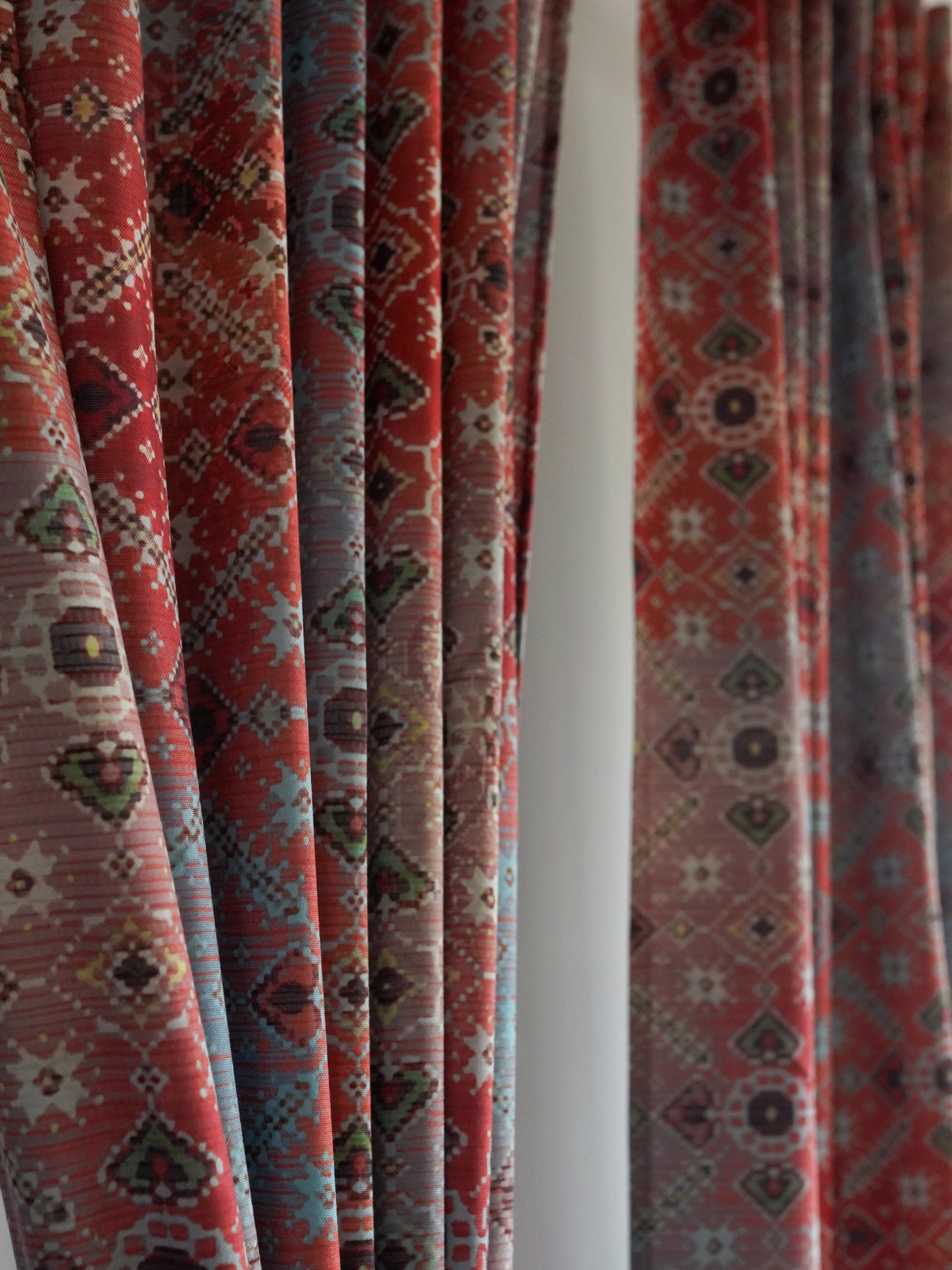 Door Curtain Cotton Blend Abstract Printed in Brown - 50" x 84" (Pack of 2)(Hidden Loop)