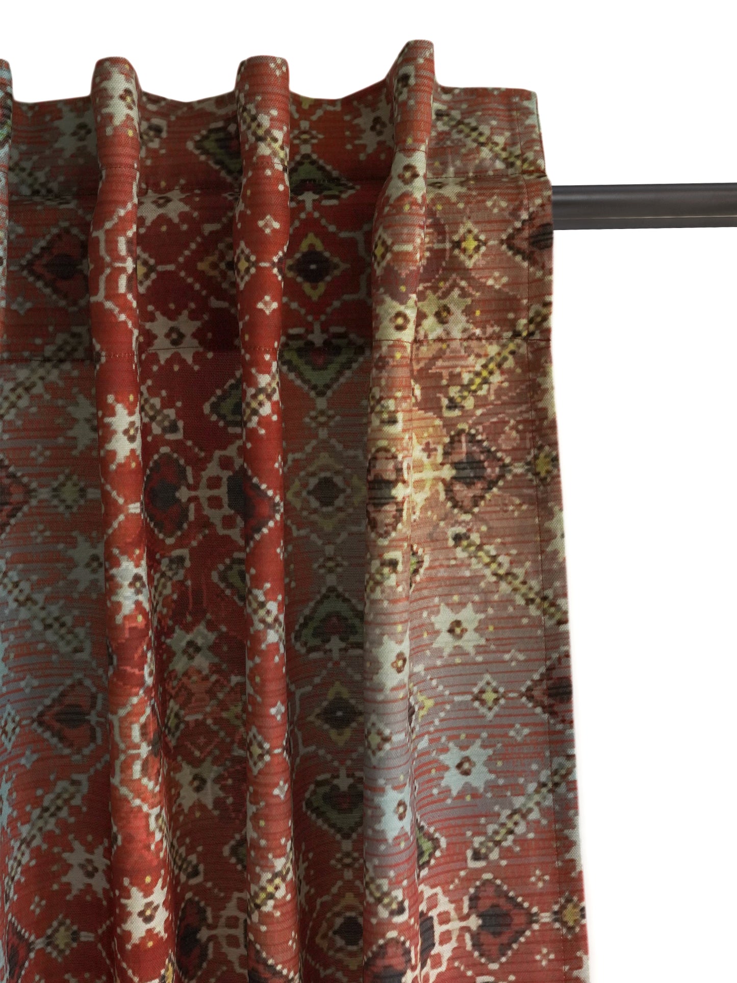 Door Curtain Cotton Blend Abstract Printed in Brown - 50" x 84" (Pack of 2)(Hidden Loop)