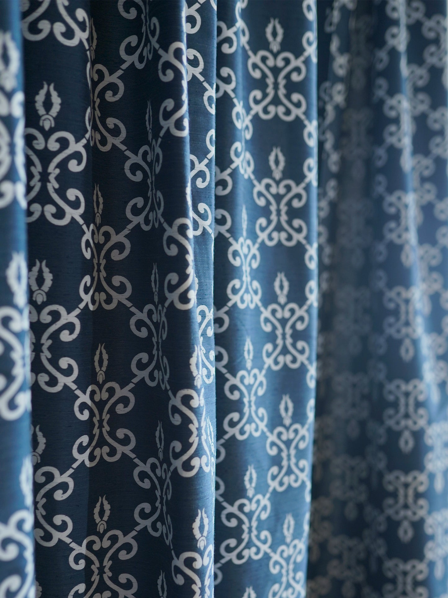 Door Curtain Screen Printed Abstract Rod Pocket Dark Blue - 52" X 90"