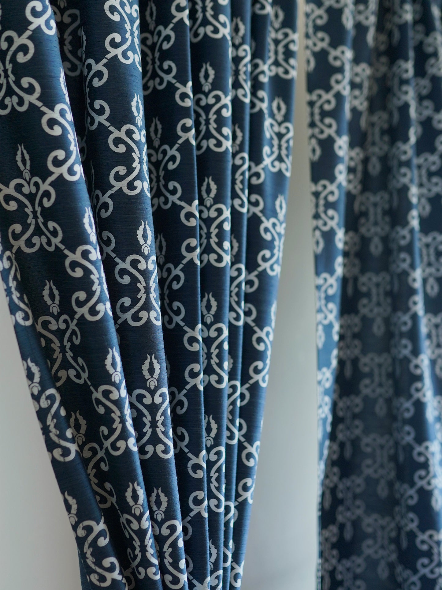 Door Curtain Screen Printed Abstract Rod Pocket Dark Blue - 52" X 90"