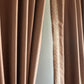 Door Curtain | Solid Brown Textured Leaf Embroidered Curtain | Back Loop | 52 Inch x 90 Inch | 7 ft