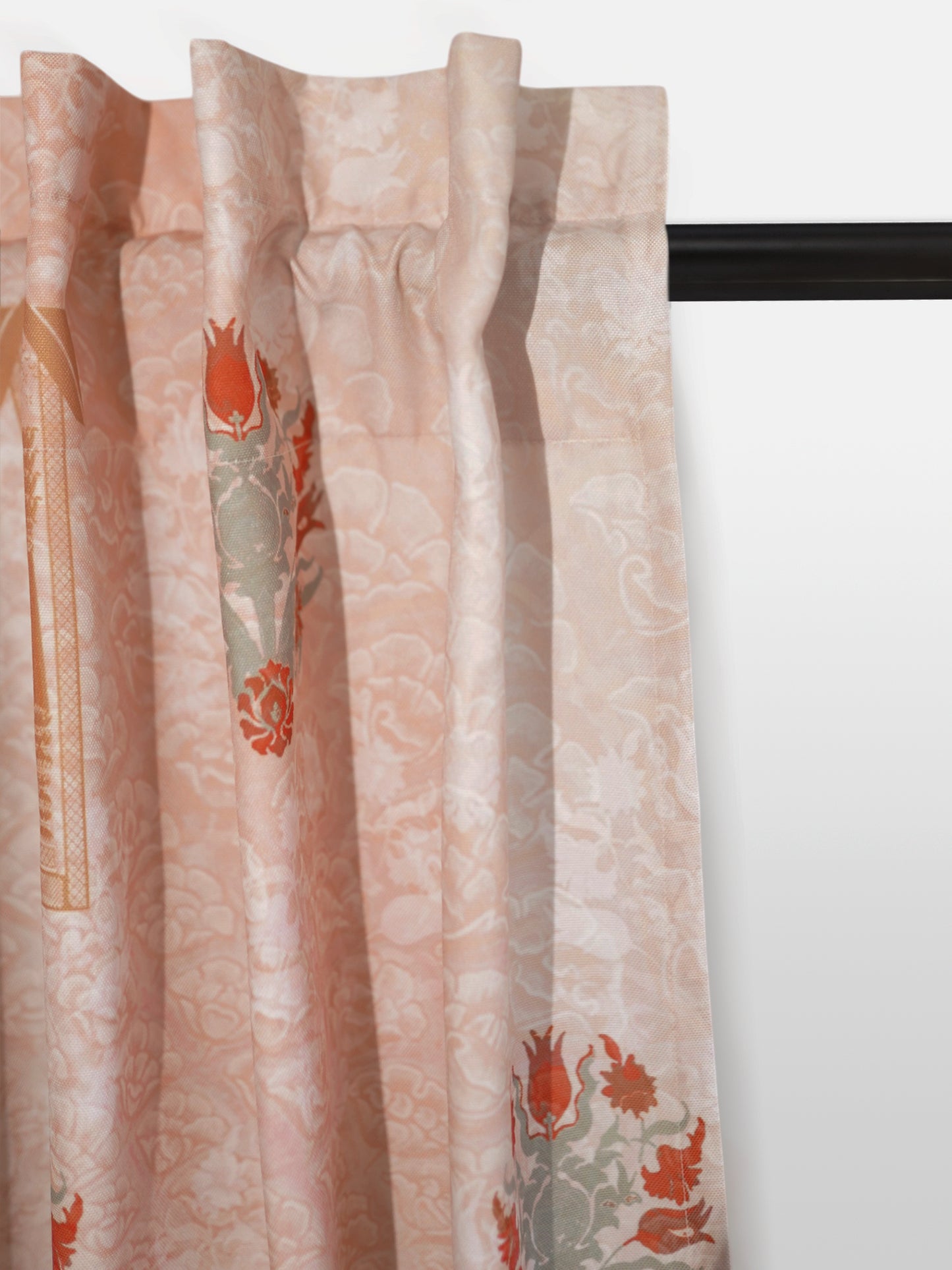 Door Curtain Cotton Blend Mughal Jharokha Print Beige Brown - 50" x 84" (Pack of 2)(Hidden Loop)