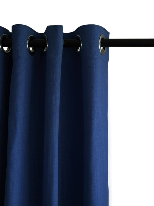 Door Curtain Polyester Blend Basket Weave Dark Blue - 50" X 84"