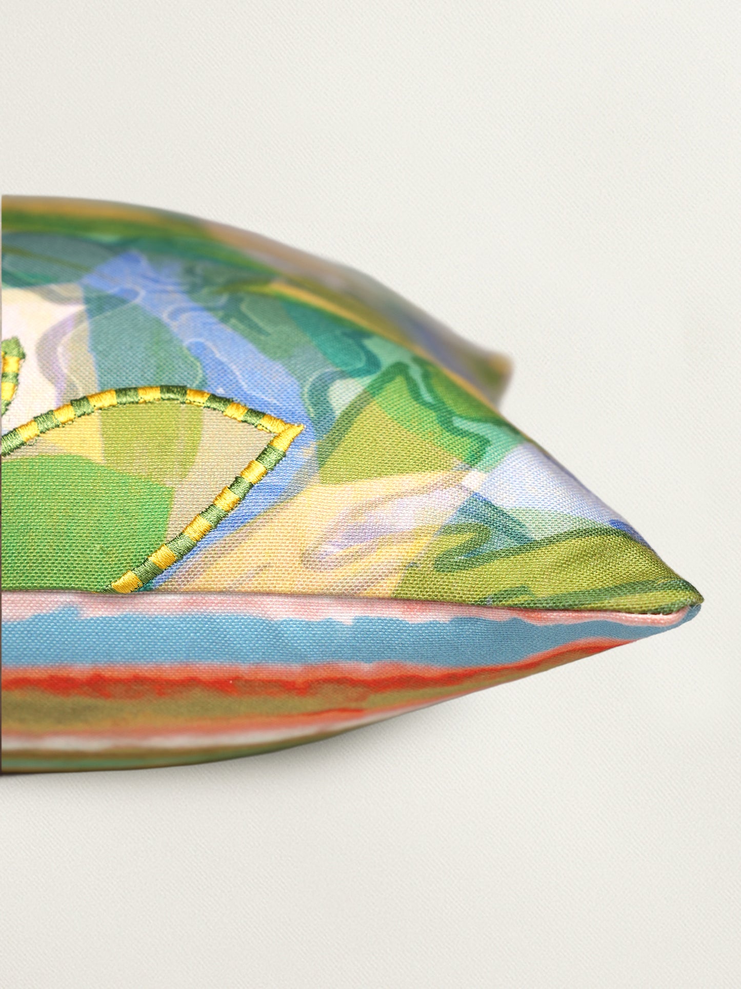 Abstract Leaf Embroidered Reversible |16 x 16 inch| Spring Summer Cushion Cover