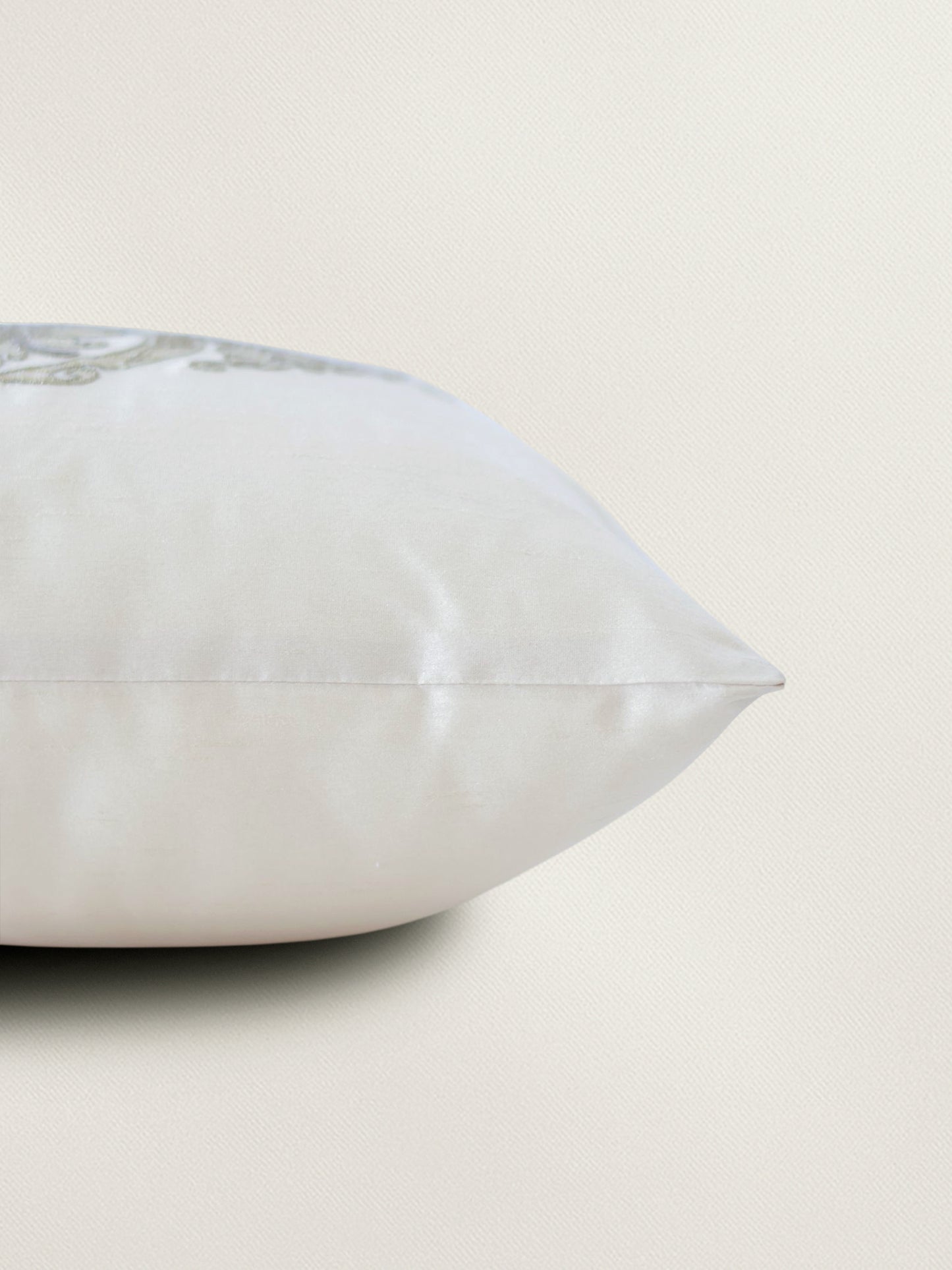 Applique Embroidered Cushion Cover 16 Inch x 16 Inch | Off White