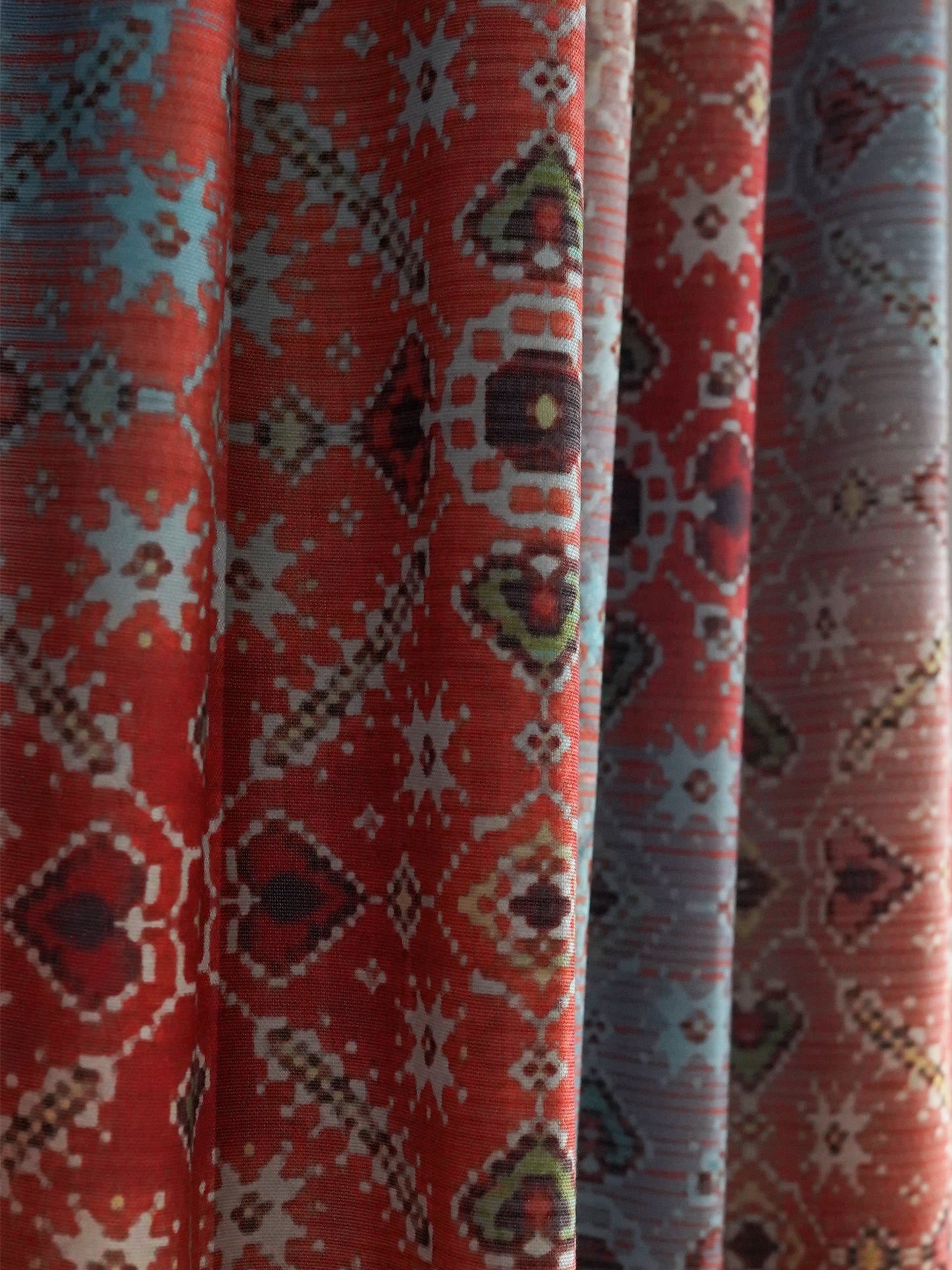 Door Curtain Cotton Blend Abstract Printed in Brown - 50" x 84" (Pack of 2)(Hidden Loop)