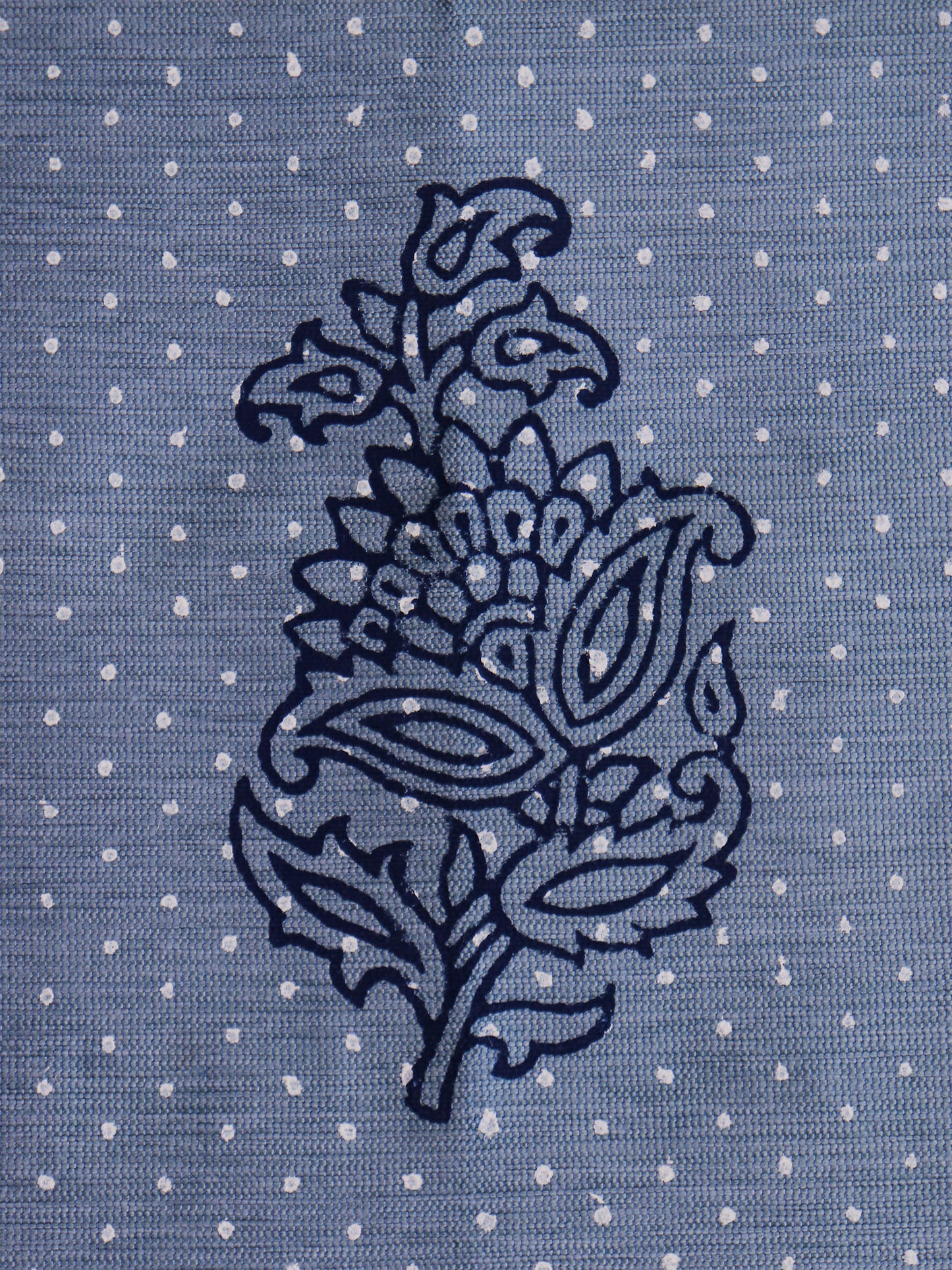 Block Printed Bedcover | Floral - Grey / Blue - 90x108 inch