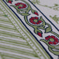 Block Printed Bedsheet | Floral - White/Green - 108x108 inch