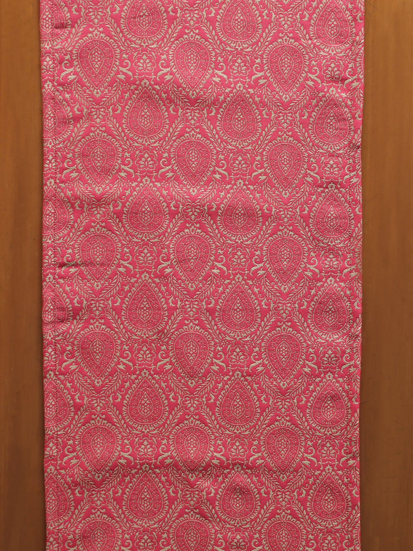 Golden Zari Broacade Table Runner with Tassels | Red | 12 x 84 inch